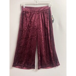 Pants  sz small Red Crop‎ Wide Velvet Velour NWT
